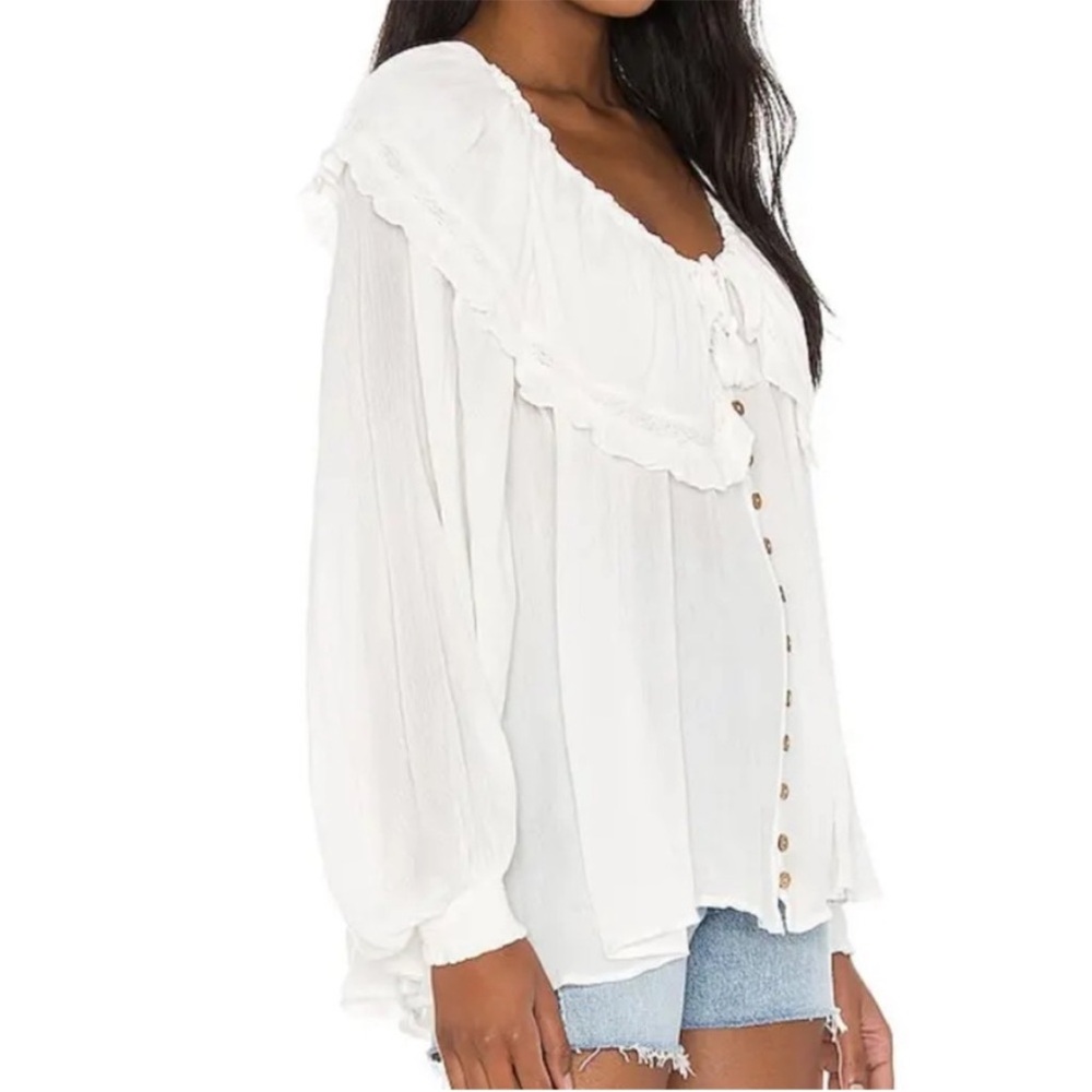 FREE PEOPLE sunrise shirt blouse in ivory white size S - Picture 3 of 16